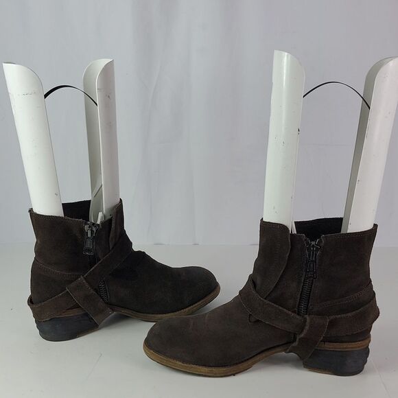 All Saints Suede Leather Harness Women's Ankle Boots - Picture 4 of 13